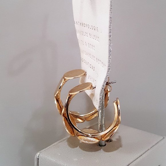 ANTHROPOLOGIE FLAT DISC HOOP EARRINGS NWT - Picture 2 of 5